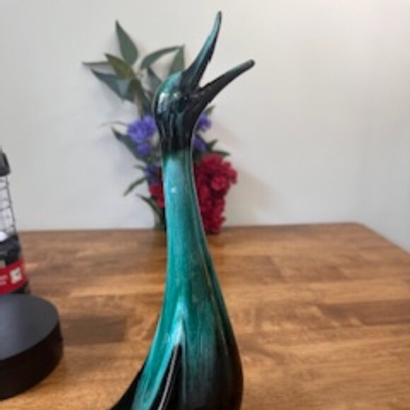 Blue Mountain Pottery Duck Figurine Vintage Canadian Art Pottery Green Black Gla - Picture 1 of 6